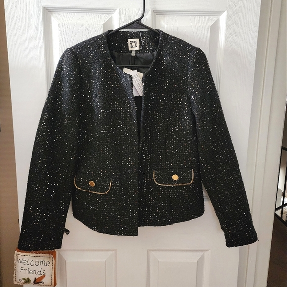 Anne Klein Sparling Gold Bling Blazer - Picture 1 of 9